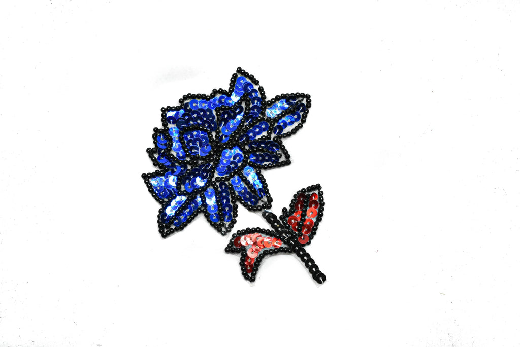 Sequins Iron-on Flower Applique with Black Beads 3" x 3.50" | Flower Patch Applique - Target Trim