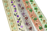 Sequins Beaded Embroidered Floral Indian Trim 1.125"- 1 Yard