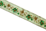 Sequins Beaded Embroidered Floral Indian Trim 1.125"- 1 Yard