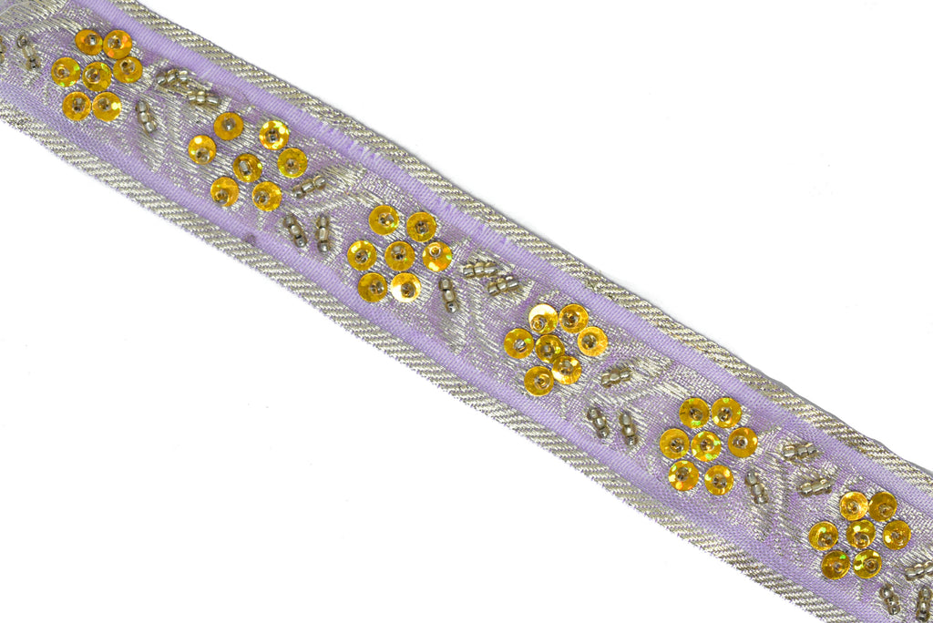 Assorted Sequins Beaded Floral Indian Trim 1.25" | Floral Indian Trim | Indian Trim | Sequins Trim | Trim