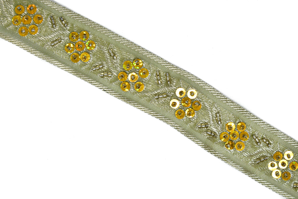 Assorted Sequins Beaded Floral Indian Trim 1.25" | Floral Indian Trim | Indian Trim | Sequins Trim | Trim