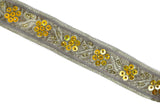 Assorted Sequins Beaded Floral Indian Trim 1.25" | Floral Indian Trim | Indian Trim | Sequins Trim | Trim