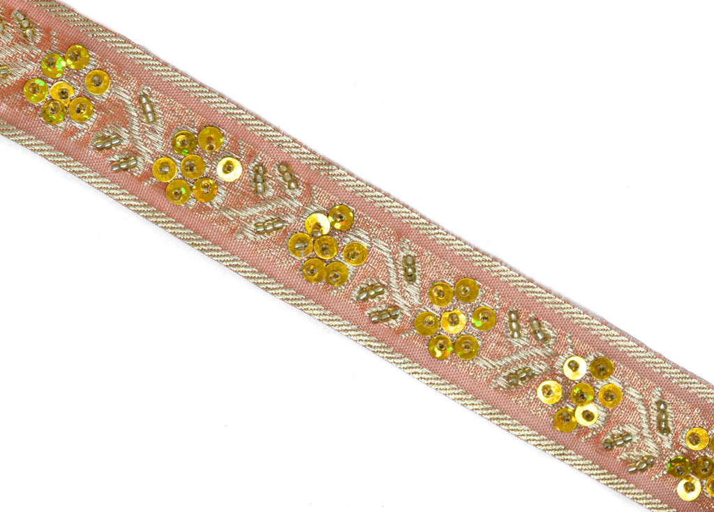 Assorted Sequins Beaded Floral Indian Trim 1.25" | Floral Indian Trim | Indian Trim | Sequins Trim | Trim