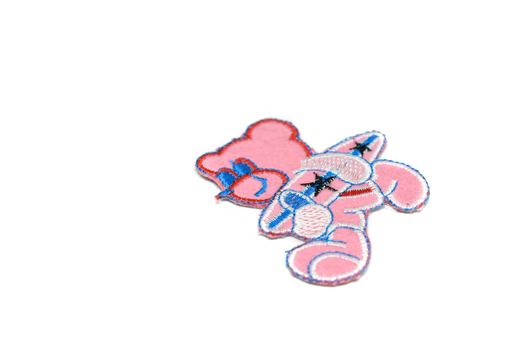 Embroidered Pink Surfer Bear Iron-on Patch 2.75" x 2.13 | Bear Patch Applique - Target Trim
