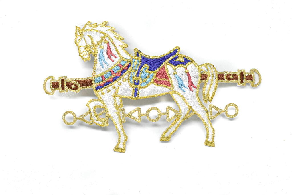 Embroidered Carousel Horse Iron-On Applique 5.5" x 3.25" | Horse Patch Applique - Target Trim