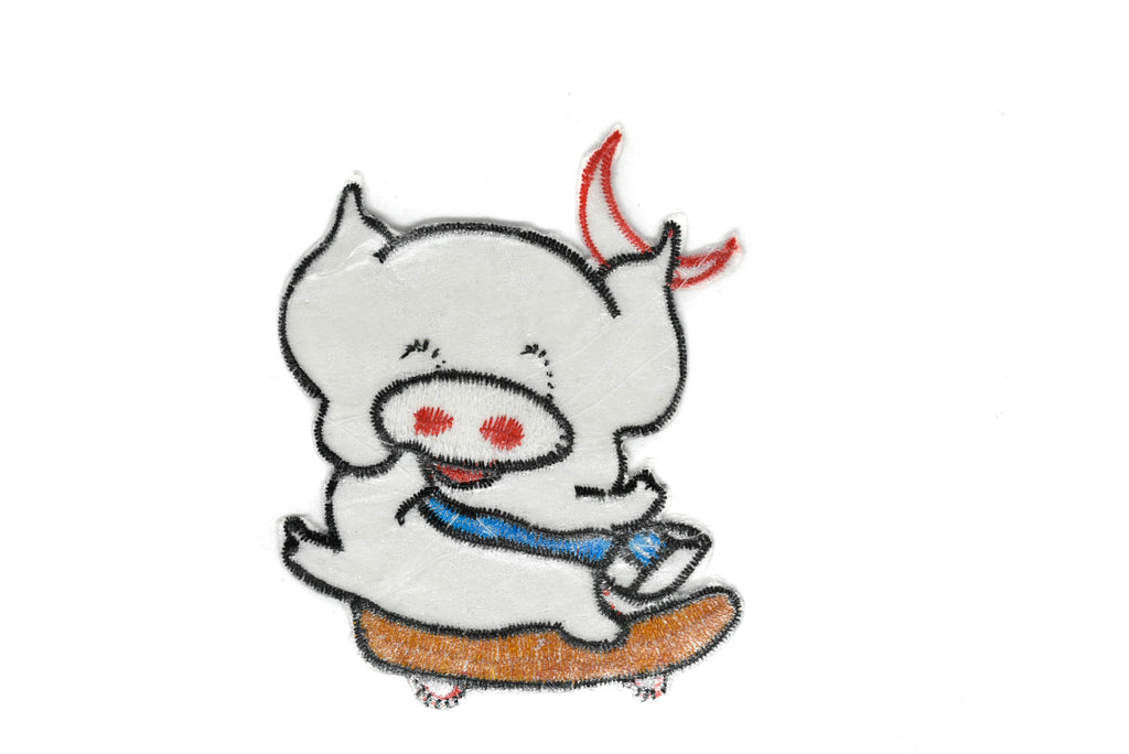 Skating Piggy Iron-on Patch 2.50" x 3" | Piggy Patch Applique - Target Trim