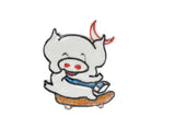 Skating Piggy Iron-on Patch 2.50" x 3" | Piggy Patch Applique - Target Trim