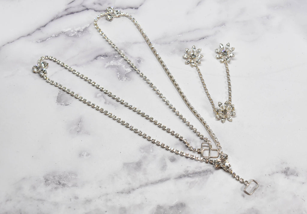 Floral Rhinestone Connector Buckle