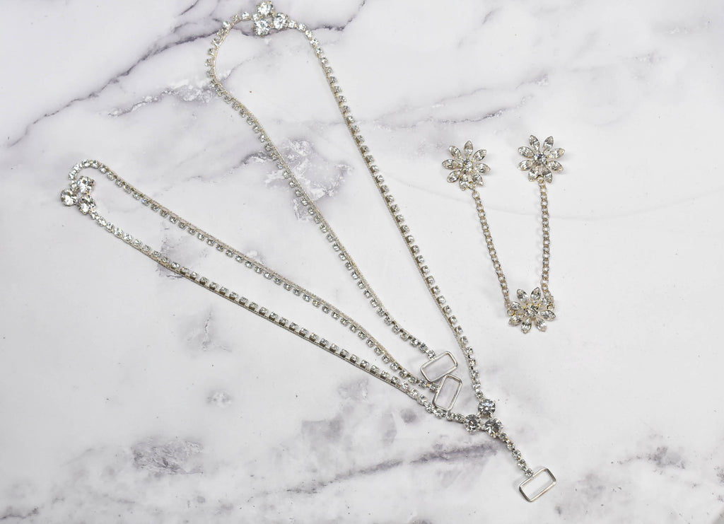 Floral Rhinestone Connector Buckle