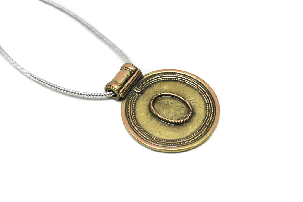 Shiny Circular Pendant 2.25" x 1.75" - 1 Piece