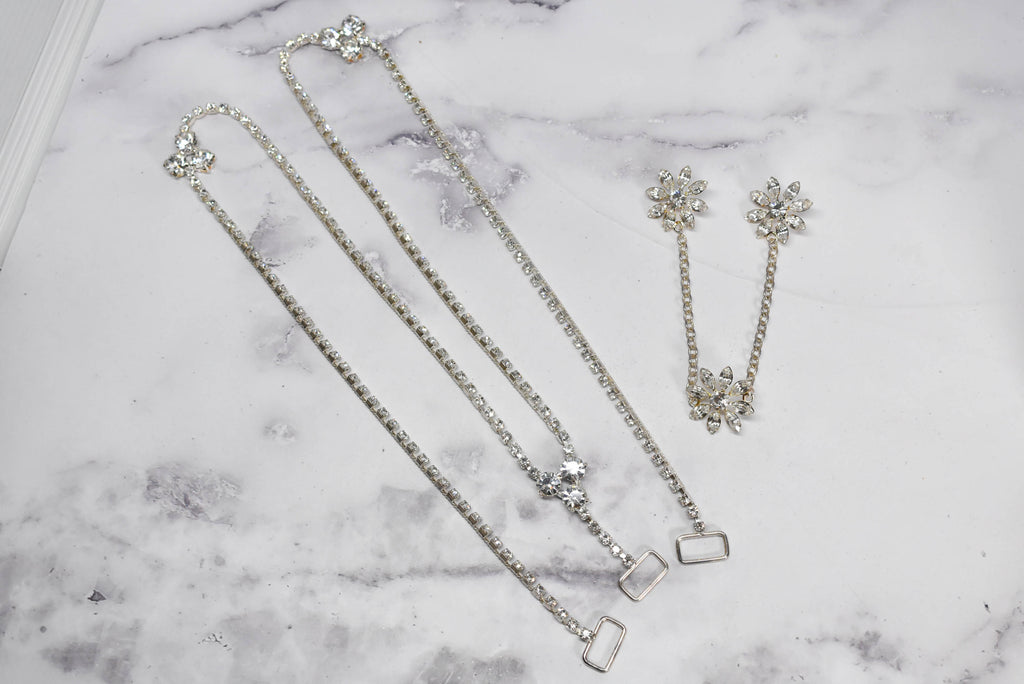 Floral Rhinestone Connector Buckle