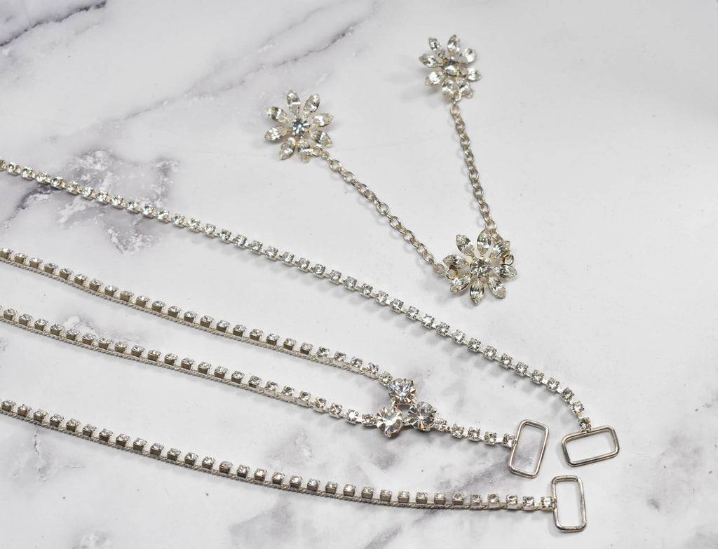 Floral Rhinestone Connector Buckle