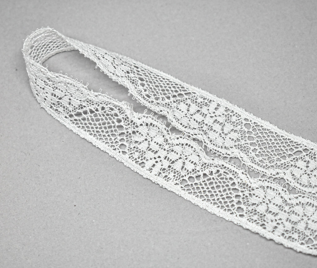 White Floral Lace Trim 1" - 1 Yard