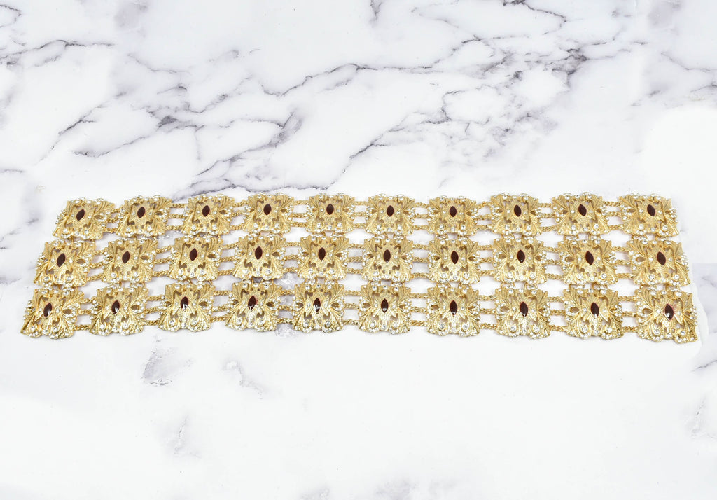 Gold Mini Rhinestone Squares Buckle Applique