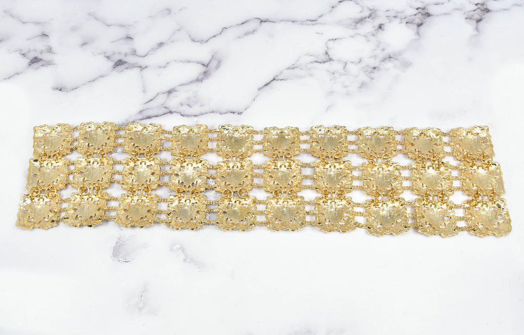 Gold Mini Rhinestone Squares Buckle Applique