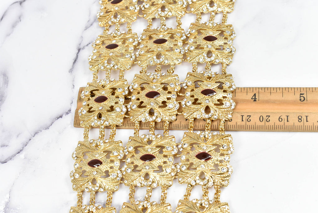 Gold Mini Rhinestone Squares Buckle Applique