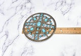 Circular Turquoise Stone Rhinestone Buckle