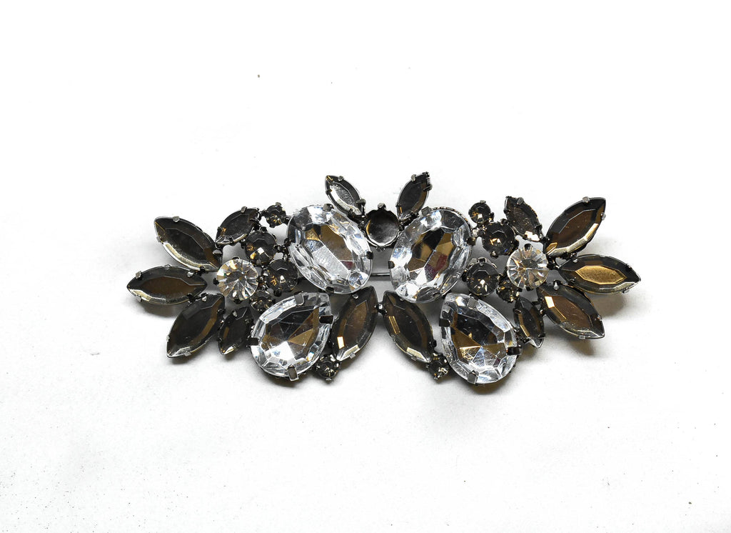 Gunmetal Rhinestone Flower Brooch - Target Trim