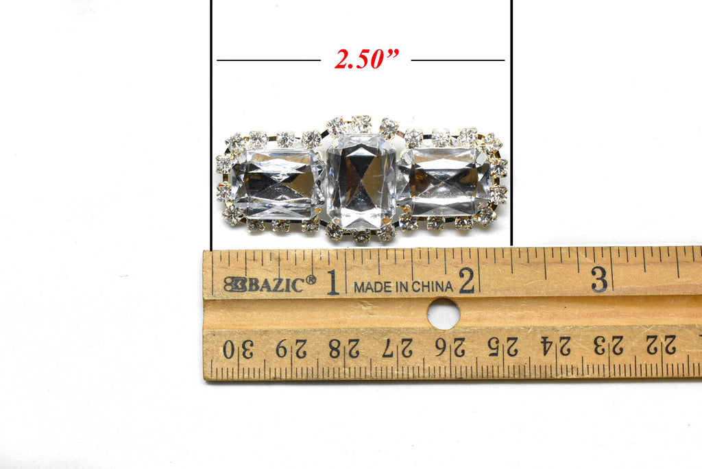 Chunky Rectangular Rhinestone Brooch with Pin - Target Trim