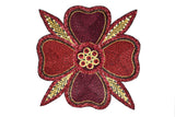 Beaded Floral Sew on Applique | Indian Floral Applique | Large Sew on Applique 8" x 8" - Indian Applique