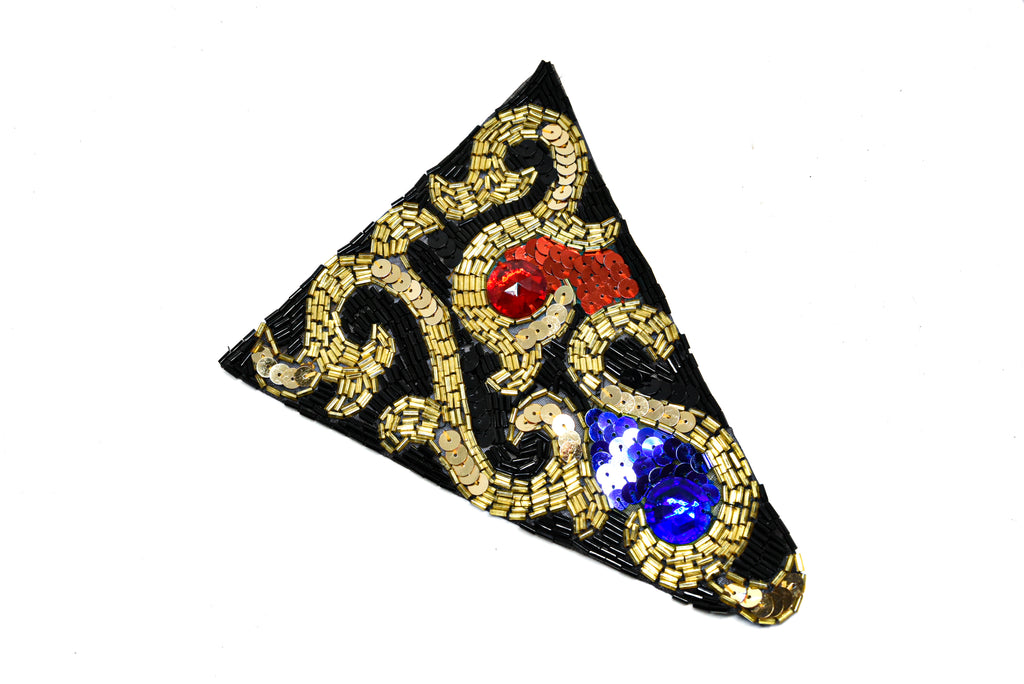 Triangle Sequins and Beaded Applique 7.50" x 5.50" | Triangle Patch Applique - Target Trim