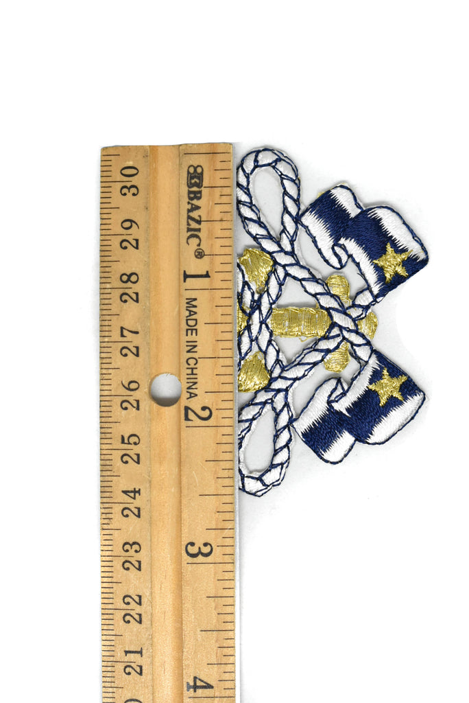 Blue and White Iron-on Patch with Flag and Anchor | Flag Path Applique | Anchor Patch Applique - Target Trim