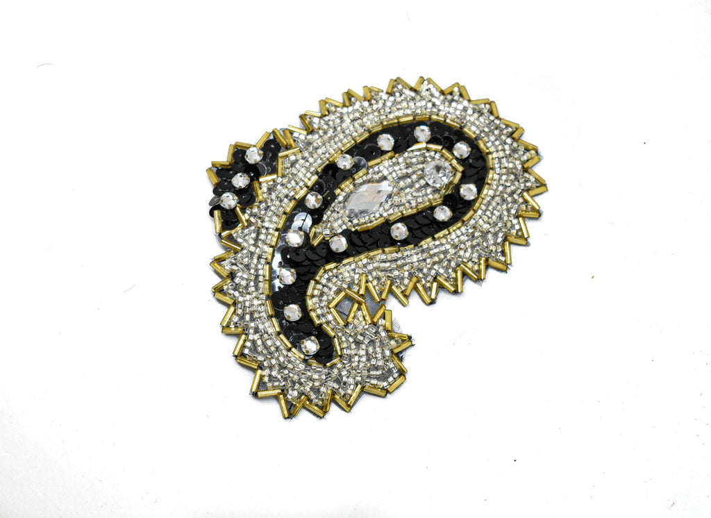 Beaded Rhinestone Paisley Iron-on Patch 4.50" x 3.50" | Paisley Patch | Iron on Paisley Patch | Iron on Paisley Applique | Patch | Applique - Target Trim