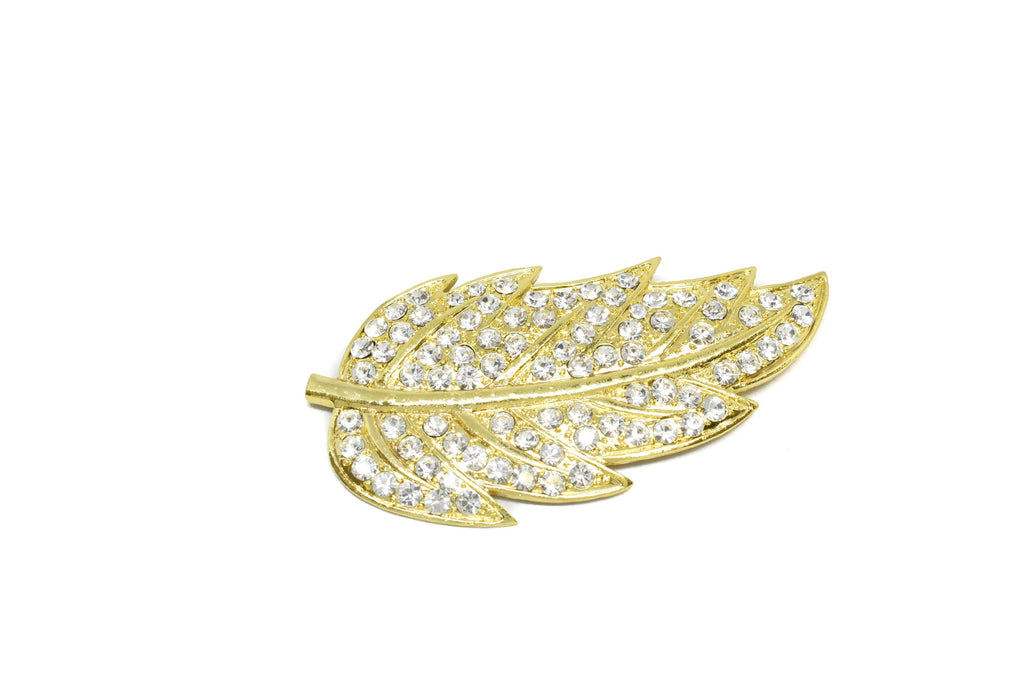 Feather Rhinestone Brooch Target Trim