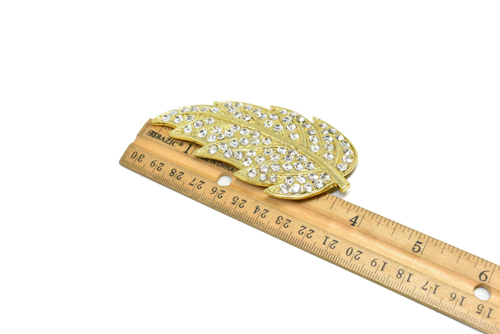 Feather Rhinestone Brooch Target Trim