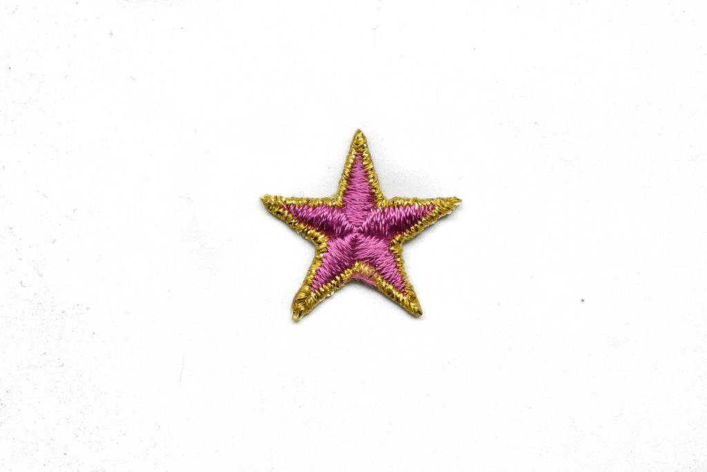Pink Embroidered Star Appliques - Iron-on Star Patch