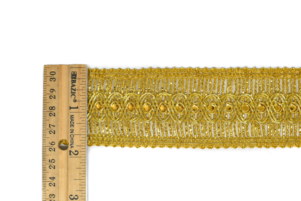 Metallic Gold or Metallic Silver Sequins Trim (1.75")- 1 Yard