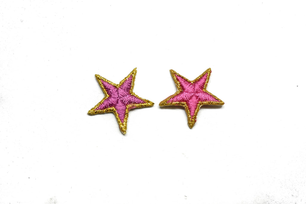 Pink Embroidered Star Appliques - Iron-on Star Patch