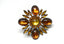 Orange Floral Rhinestone Brooch 2.50