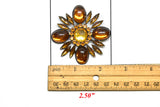 Orange Floral Rhinestone Brooch Target Trim