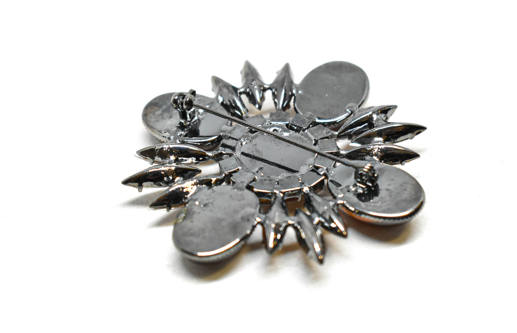 Orange Floral Rhinestone Brooch Target Trim