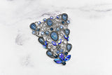 Blue Rhinestone Metal Applique Buckle Set