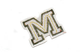Green Letter M with Sequins Applique 3" x 2.50" - M Patch Applique - Target Trim