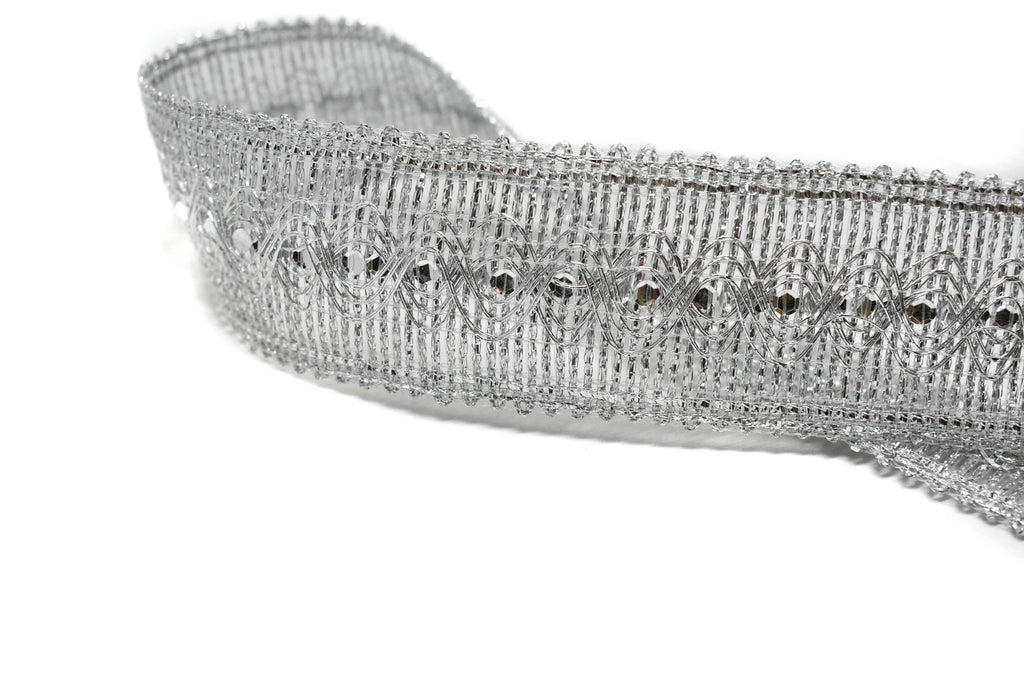 Metallic Gold or Metallic Silver Sequins Trim (1.75")- 1 Yard