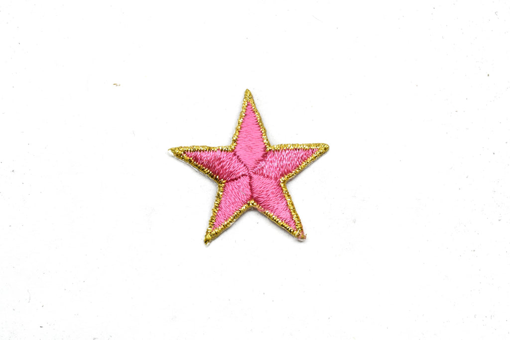Pink Embroidered Star Appliques - Iron-on Star Patch