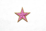 Pink Embroidered Star Appliques - Iron-on Star Patch