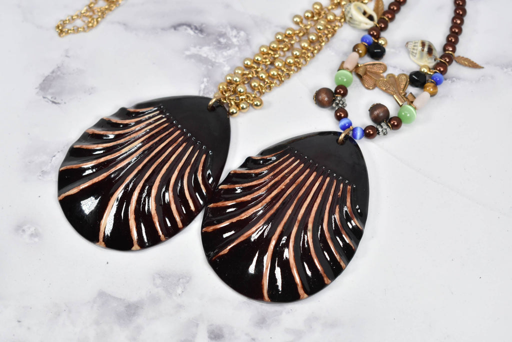 Ocean Shell Necklace and Flower Bracelet Set