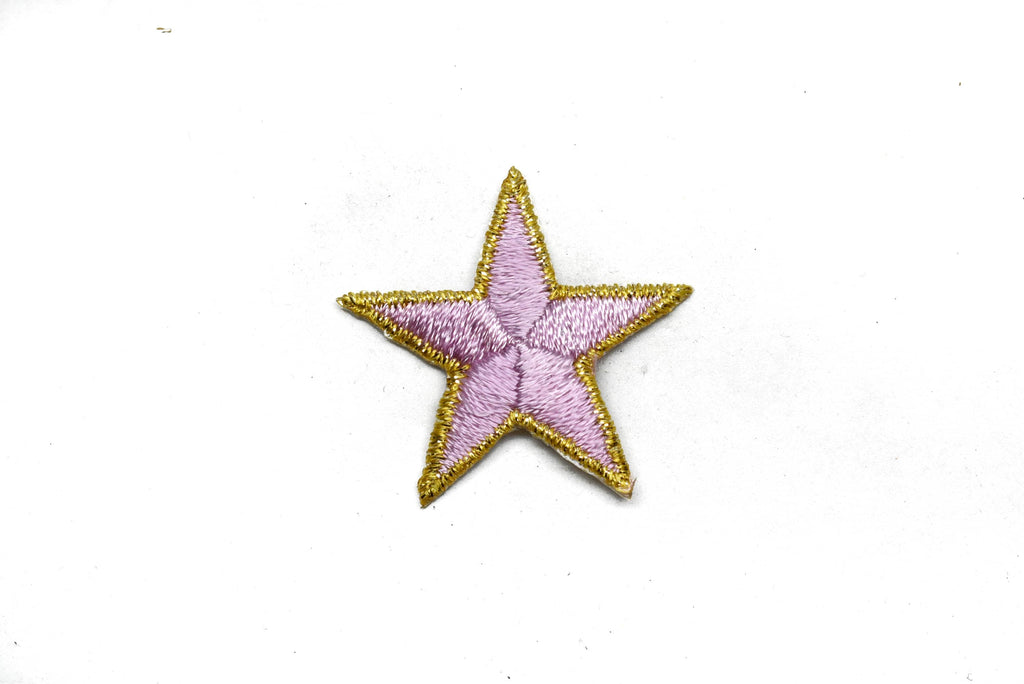 Pink Embroidered Star Appliques - Iron-on Star Patch
