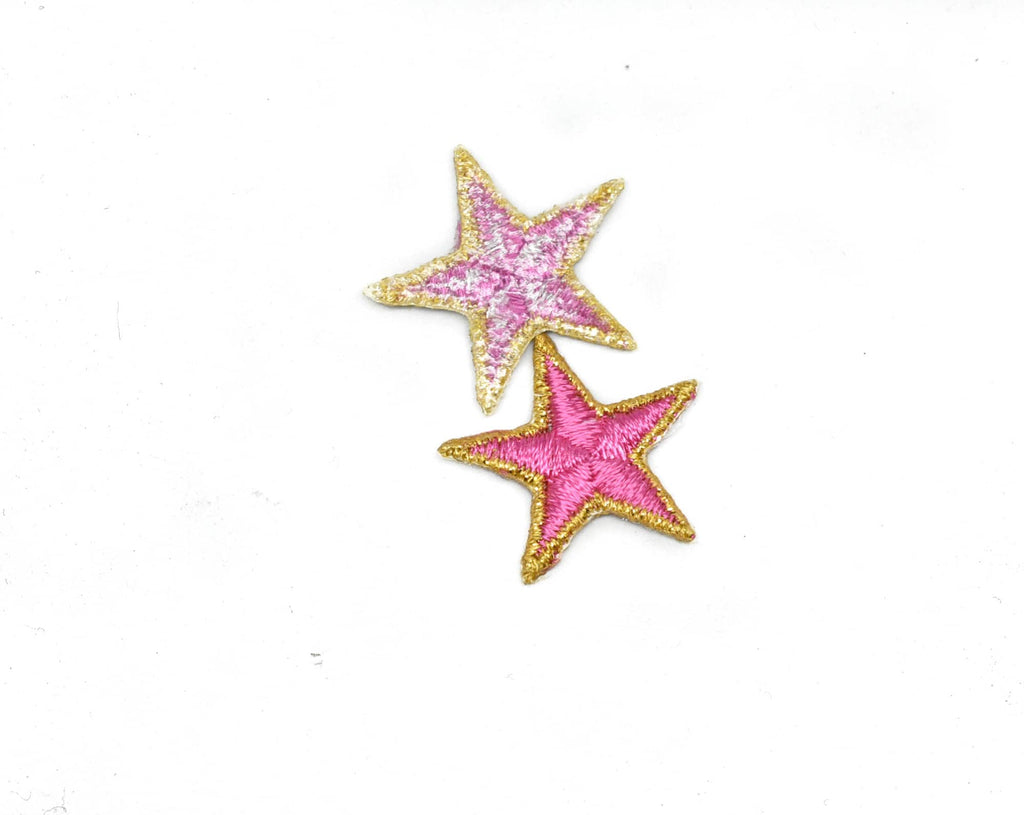 Pink Embroidered Star Appliques - Iron-on Star Patch