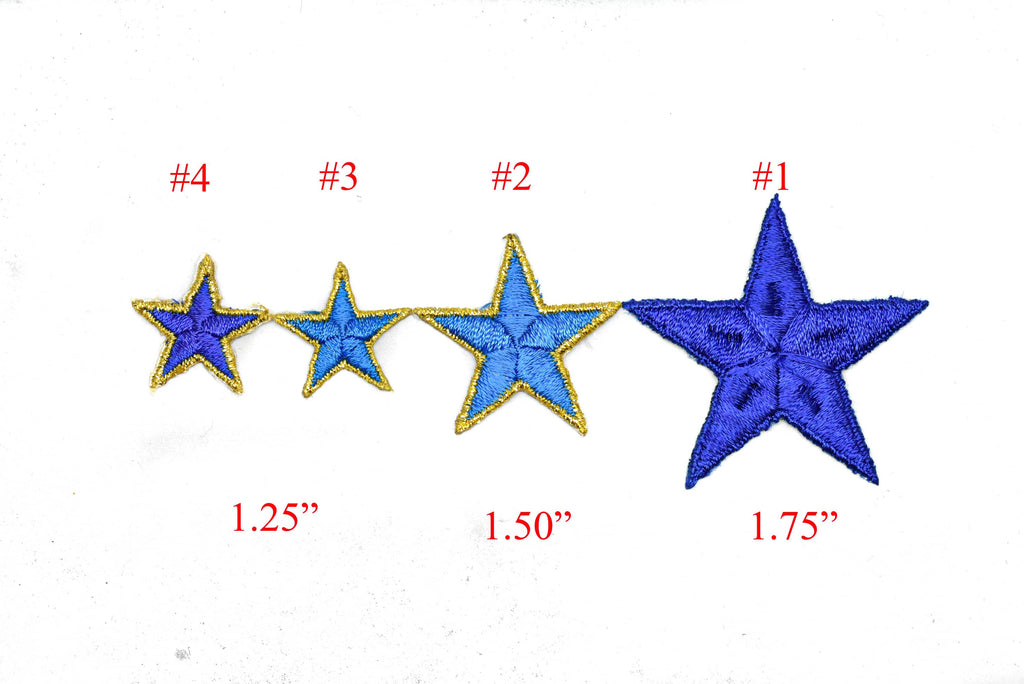 Blue Embroidered Star Appliques - Iron-on Star Patch