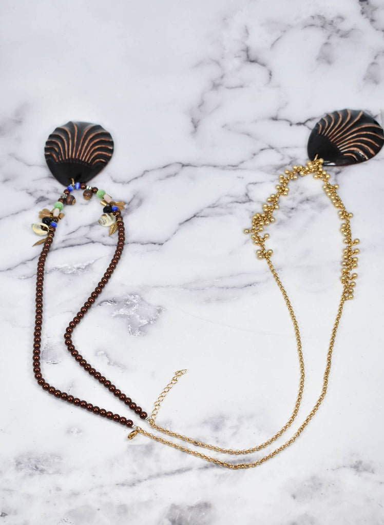 Ocean Shell Necklace and Flower Bracelet Set