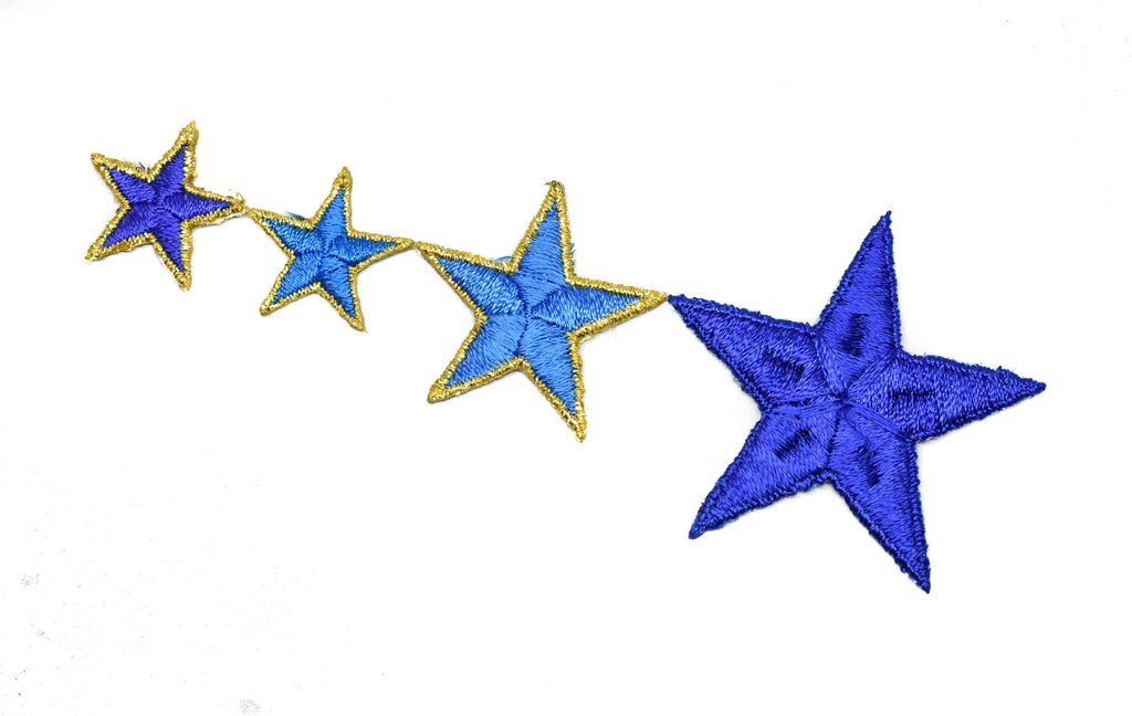 Blue Embroidered Star Appliques - Iron-on Star Patch