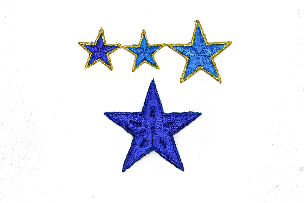 Blue Embroidered Star Appliques - Iron-on Star Patch