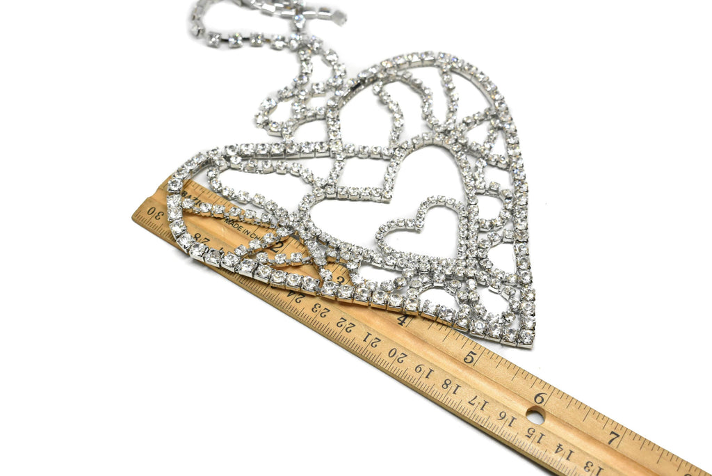 Rhinestone Heart Applique 5.50" x 5.0" - 1 Piece