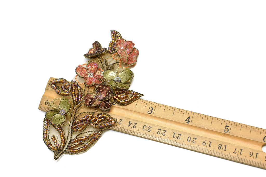 Beaded Sequin Flower Patch 4.25" x 2.75" | Beaded Sequin Flower Applique | Flower Patch Applique | Applique - Target Trim