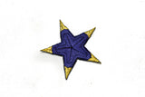 Blue and Gold Embroidered Star Applique- Iron-on Star Patch-  2" - 1 Piece